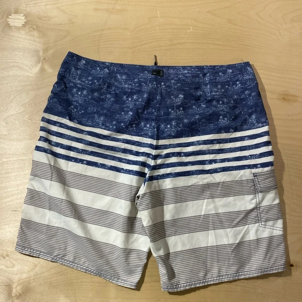 O'Neill Navy and White Striped Board Shorts 40 (OS)